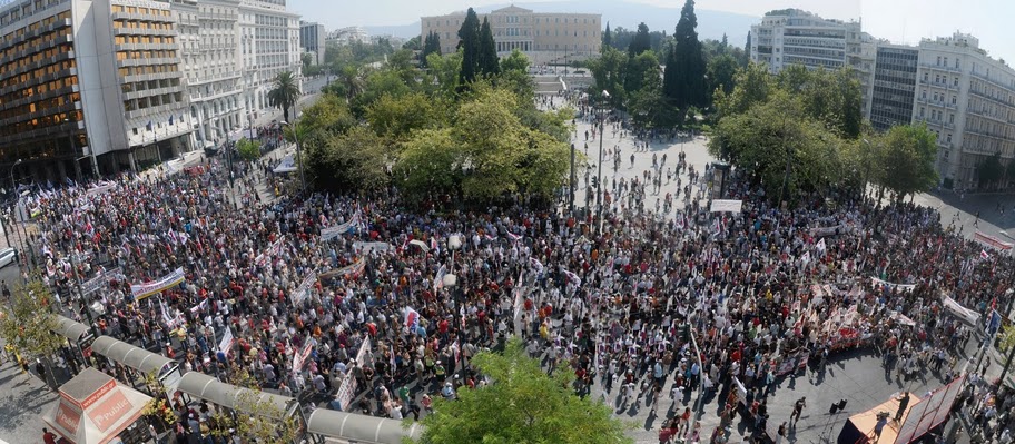 Z demonstrace řeckých pracujících 10.9.
